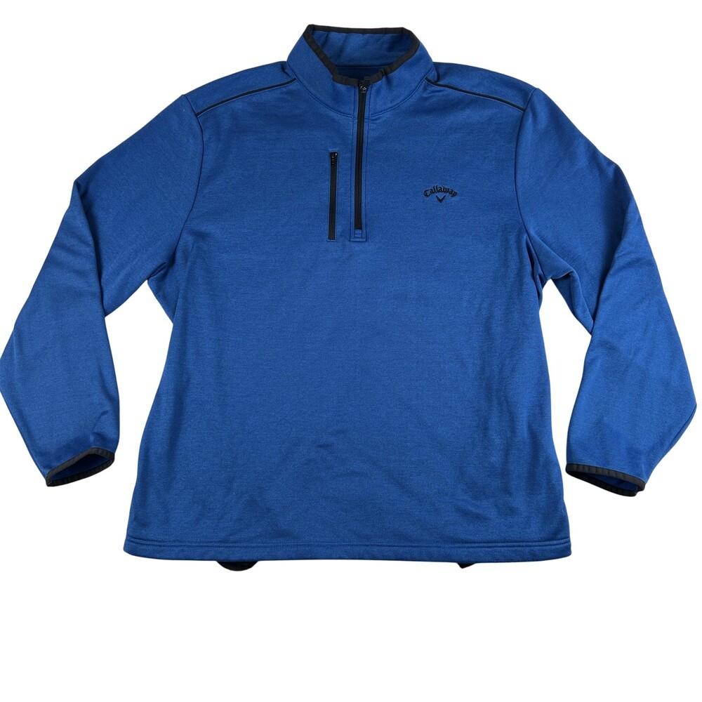 Callaway Sweatshirt Mens XL Blue Fleece 1/4 Zip Golf Pullover Chest Pocket